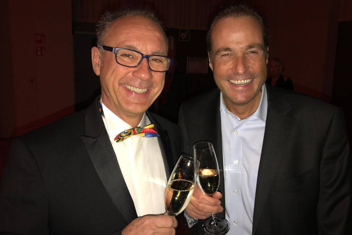 Moderatoren Ulf und Björn auf der Weihnachtsfeier 2016