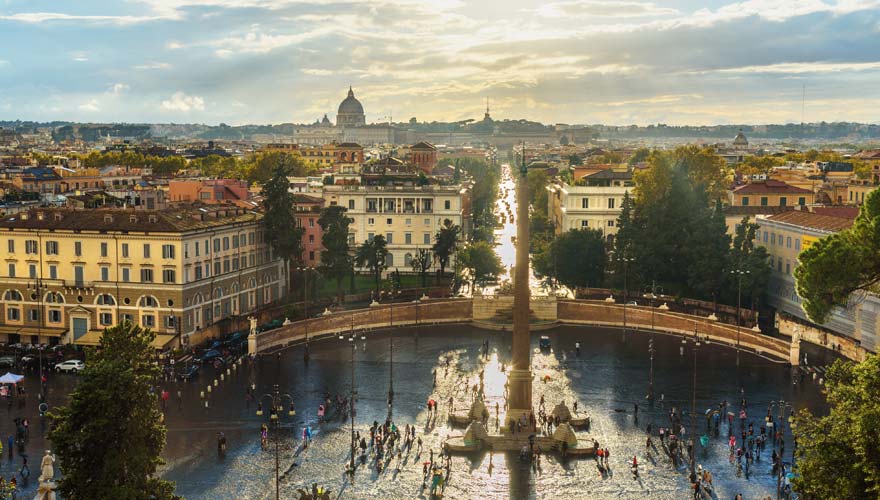 Aussicht vom Pincio auf Piazza del Popolo in Rom