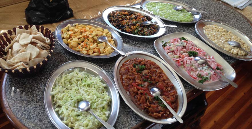 Das Mittagsbuffet beim Tauchgang von Astrid und Andreas