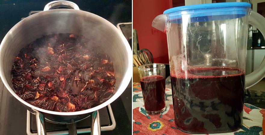 Zubereitung von Karkadeh beim Kochkurs in Ägypten