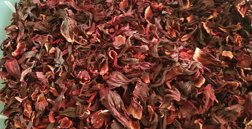 Karkadeh-Hibiskusblüten beim Kochkurs in Ägypten