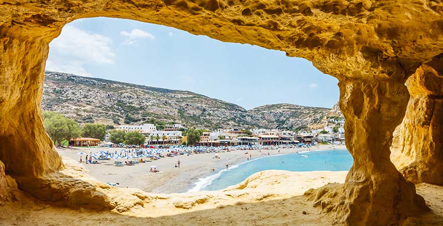 Hippiedorf Matala auf Kreta