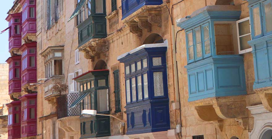 Impression von Balkonen in Valletta, Malta