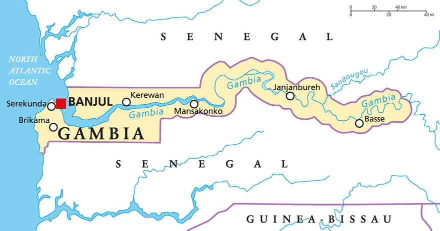 Grafik Gambia Karte Landkarte