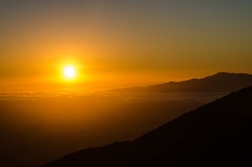 Sonnenuntergang über Mauna Kea, Hawaii