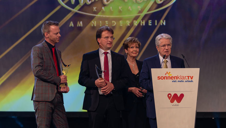 Frank Elstner bei seiner Dankesrede auf der Goldenen Sonne 2019