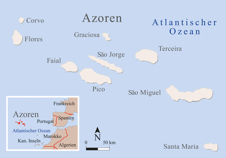 Karte der Azoren-Inseln