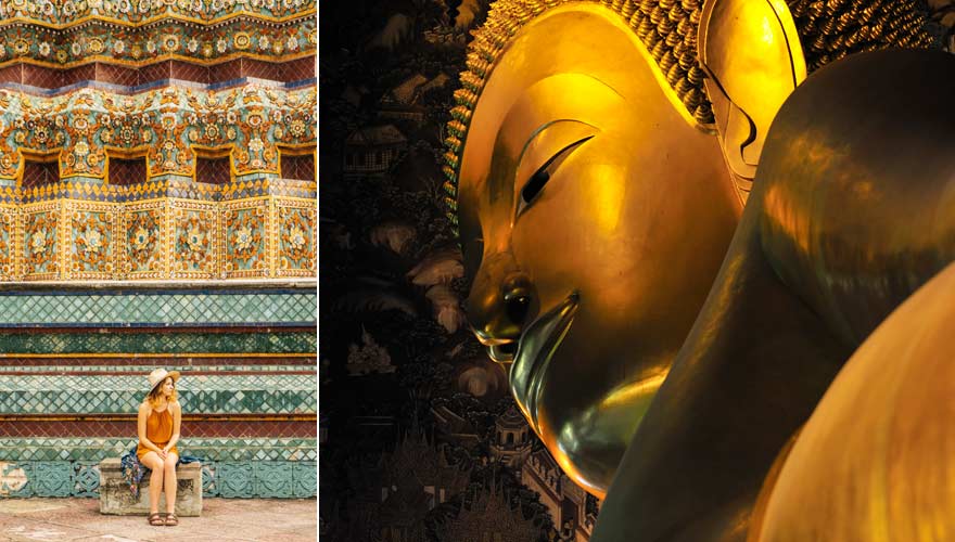 Wat Pho mit liegendem Buddha - eine der schönsten Sehenswürdigkeiten in Bangkok