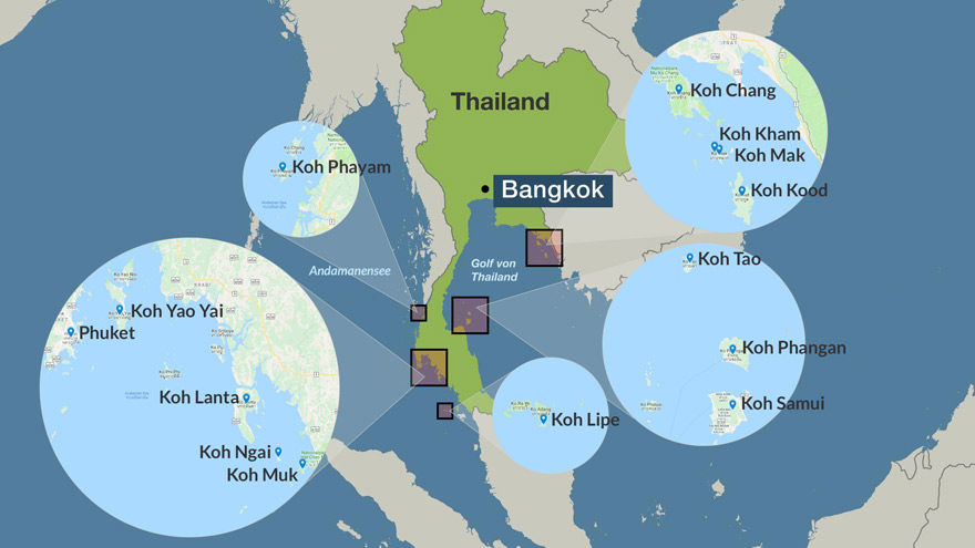 Karte thailändische Inseln