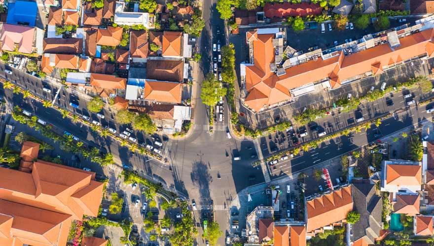 Denpasar auf Bali von oben