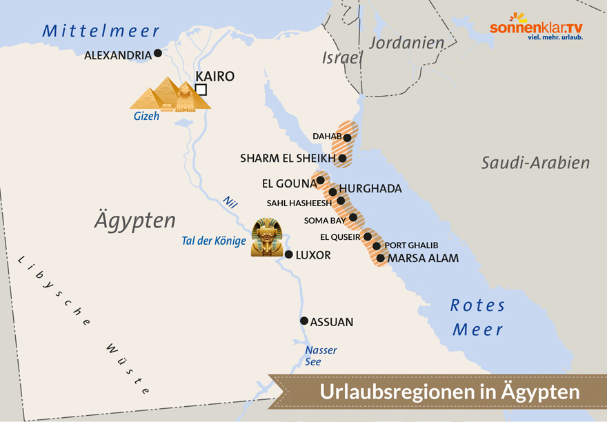 Karte Ägypten Urlaubsorte