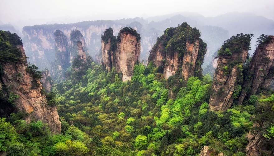 Die Felsen imZhangiajie Nationalpark sehen außergewöhnlich aus