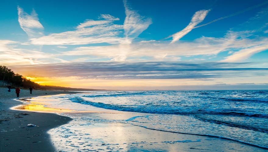 Strand von Misdroy an der Ostsee zum Sonnenuntergang