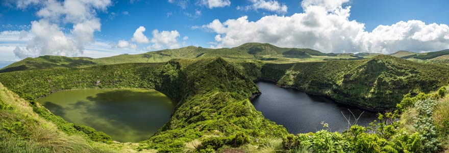 Blick über Lagoa Comprida und Lagoa Negra auf Flores, Azoren