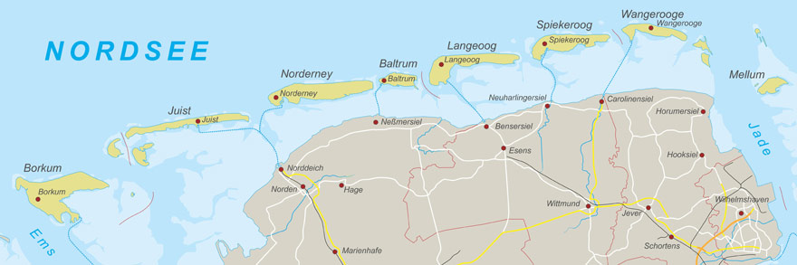 Karte von den Ostfriesischen Inseln