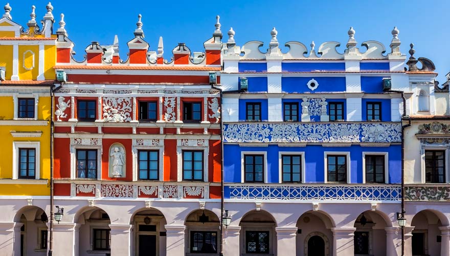 Altstadt von Zamosczmit bunten Häusern im Renaissance-Stil