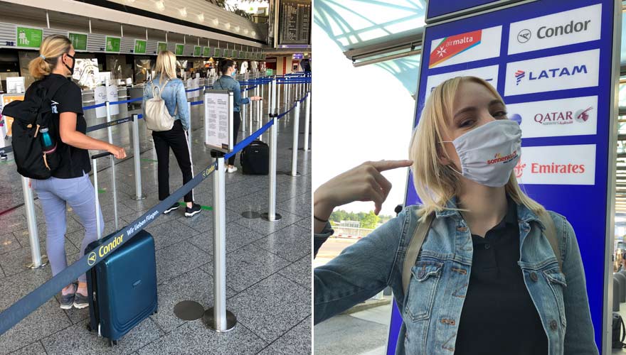Sicherheitsabstand und Maskenpflicht - die neuen Corona bedingten Hygienemaßnahmen am Frankfurter Flughafen