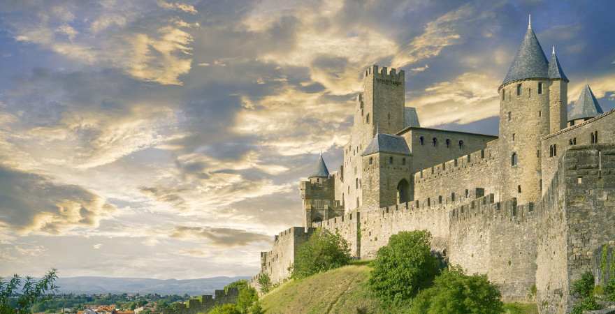 Blick auf die Stadtmauer von Carcassonne