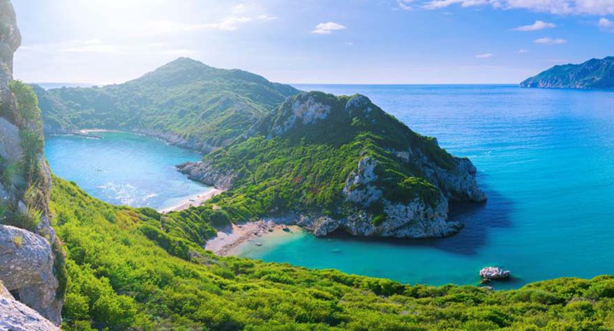 Zwillingsbucht von Porto Timoni auf Korfu