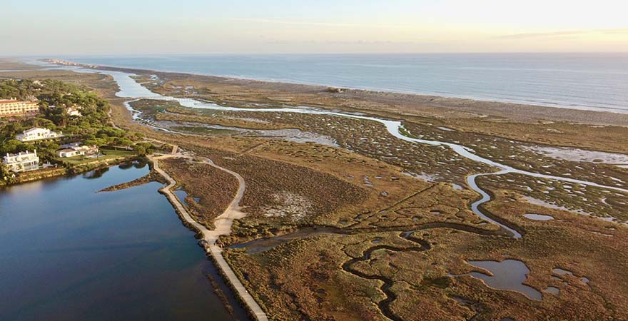 Aerial view of Ria Formosa, Portugal