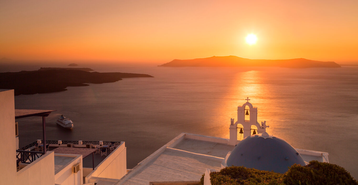Agios Nikolaos Santorin Sonnenuntergang