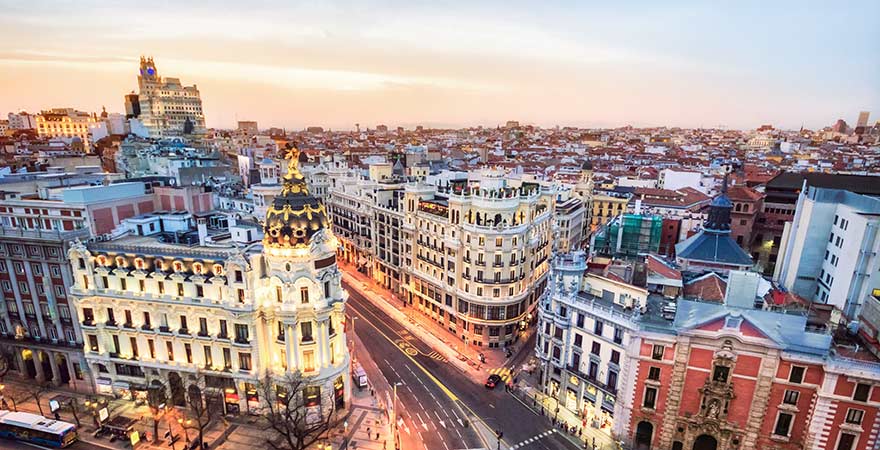 Skyline von Madrid und Gran Vía