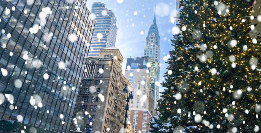 Manhattan New York im Schneegestöber