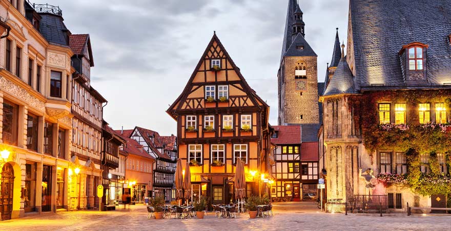 Fachwerkhäuser am Marktplatz in Quedlinburg