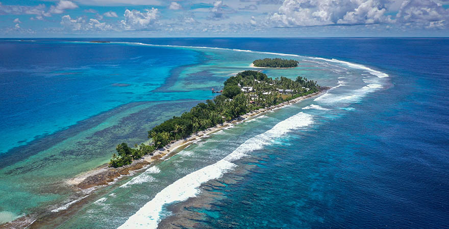 Luftaufnahme der Insel Tuvalu in Ozeanien
