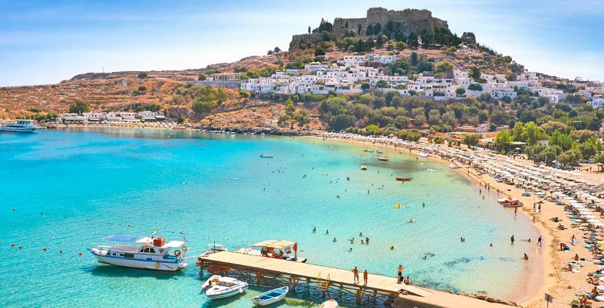 Lindos Beach auf Rhodos in Griechenland