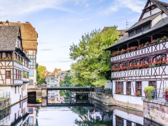 Strassburg Fachwerkhäuser, Brücke und Fluss