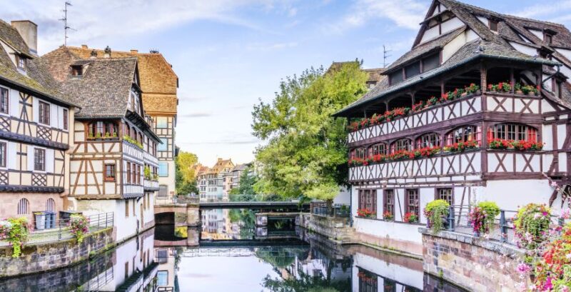 Strassburg Fachwerkhäuser, Brücke und Fluss