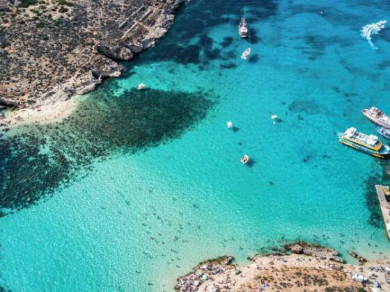 Blaue Lagune, Comino, Malta, von oben