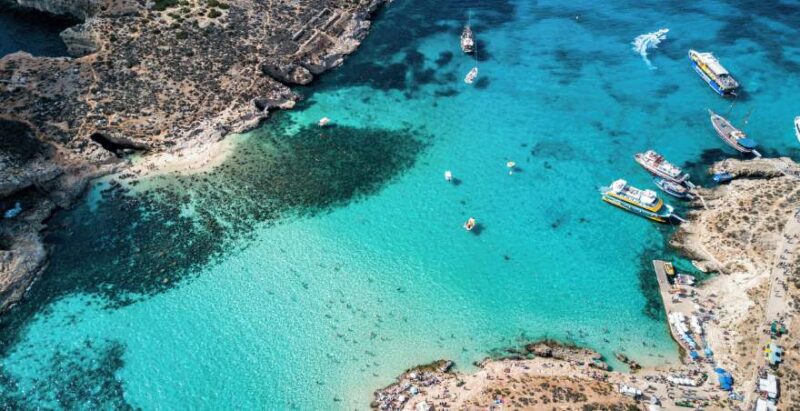 Blaue Lagune, Comino, Malta, von oben