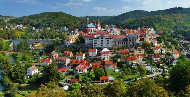 Blick auf Loket, Tschechien