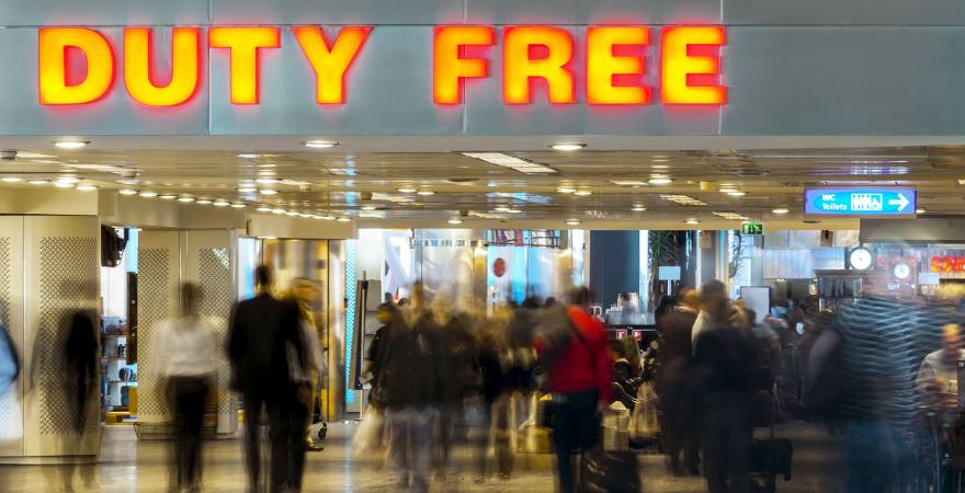 Duty Free Leuchtschrift am Flughafen