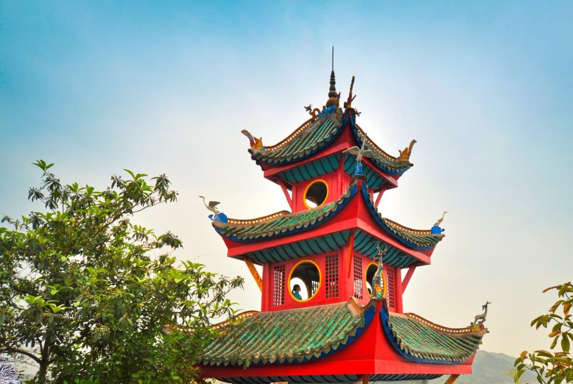 Shibaozhai-Pagode am Ufer des Jangtse in Shibao, Chongqing, China