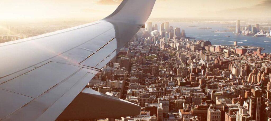 Flugzeug mit Blick auf New York City