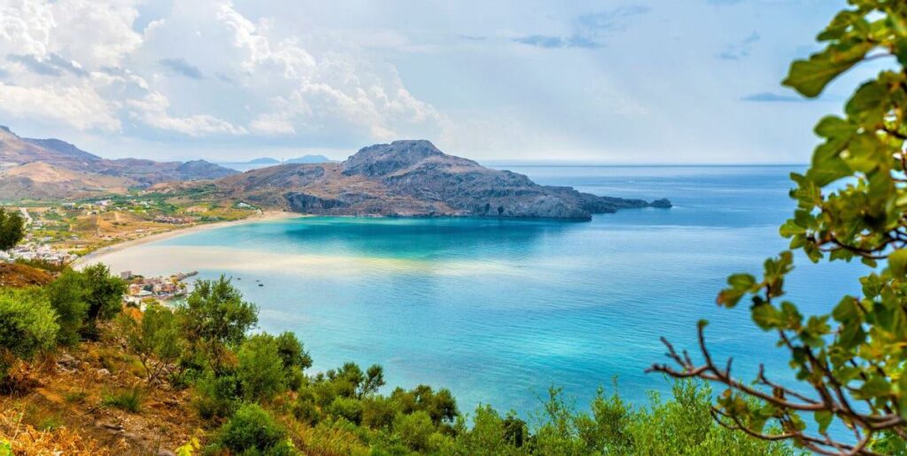 Insel Kreta Strand Meer Berge Idylle