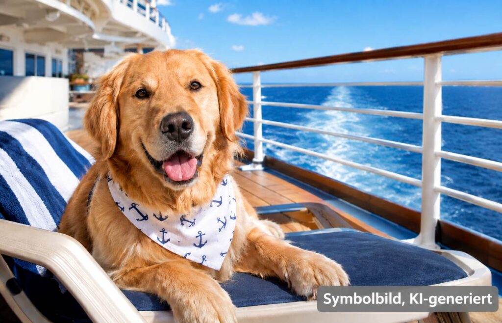 Vierbeiniger Crew-Star bei Royal Caribbean: Golden Retriever „Dolly“ wird Chief Dog Officer Ein Golden Retriever auf Liege auf einem Kreuzfahrtschiff